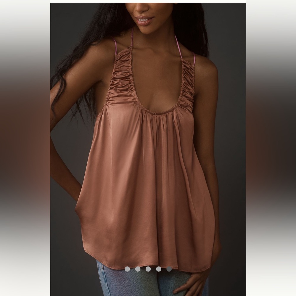 NWT Anthropologie Shirred Satin Blouse